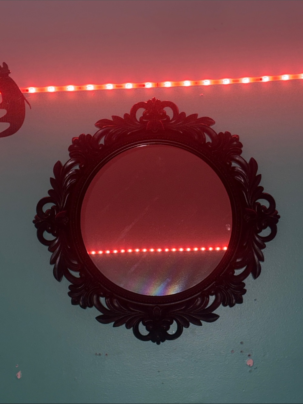 Ornate Round Decorative Wall Mirror - Black